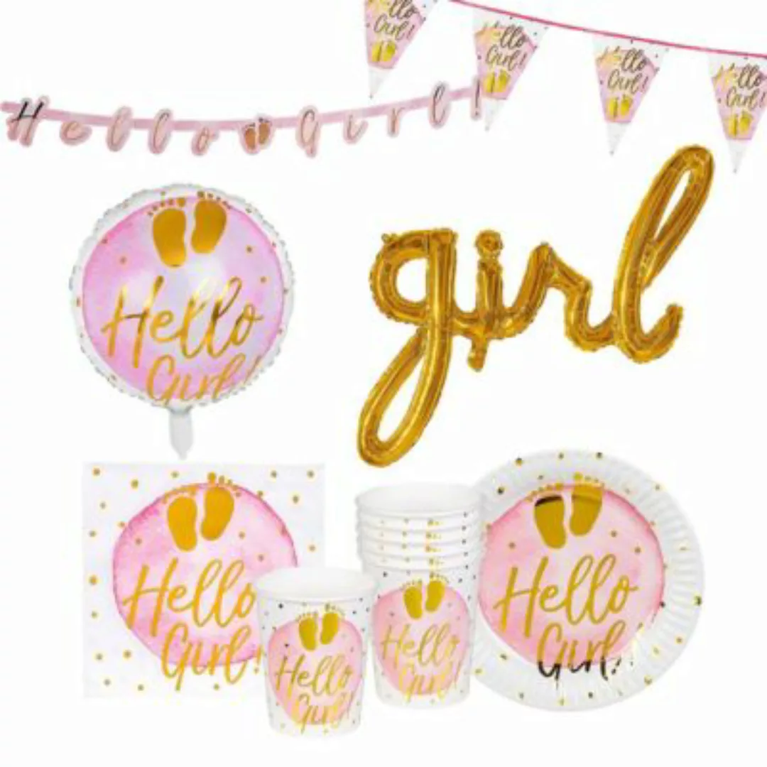 METAMORPH Baby Party Deko Set Hello Girl 28-teilig pink/rosa günstig online kaufen