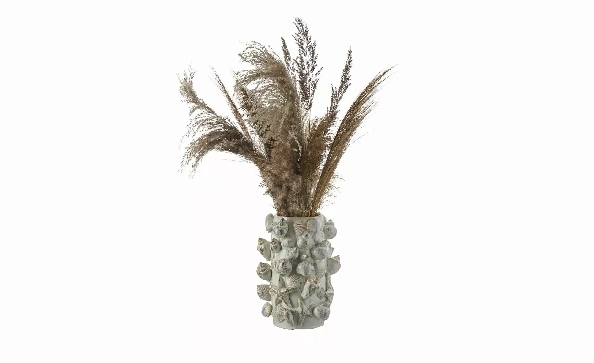 HOME STORY Vase 3D Muschel   ¦ creme ¦ Steinzeug ¦ Maße (cm): H: 28,5  Ø: 2 günstig online kaufen