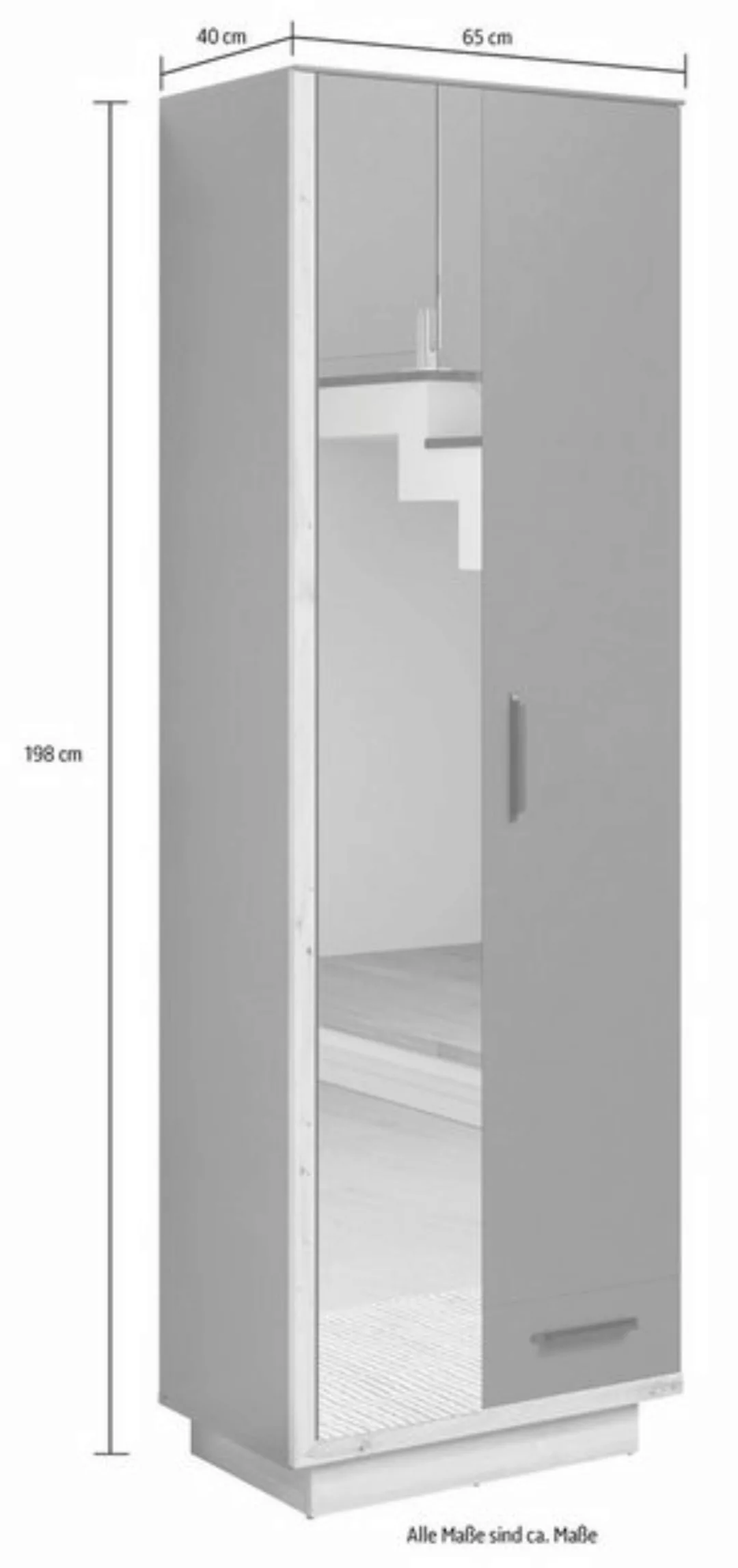 Furn.Design Garderobenschrank Synnax (Garderobe mit Spiegel in grau und Eic günstig online kaufen