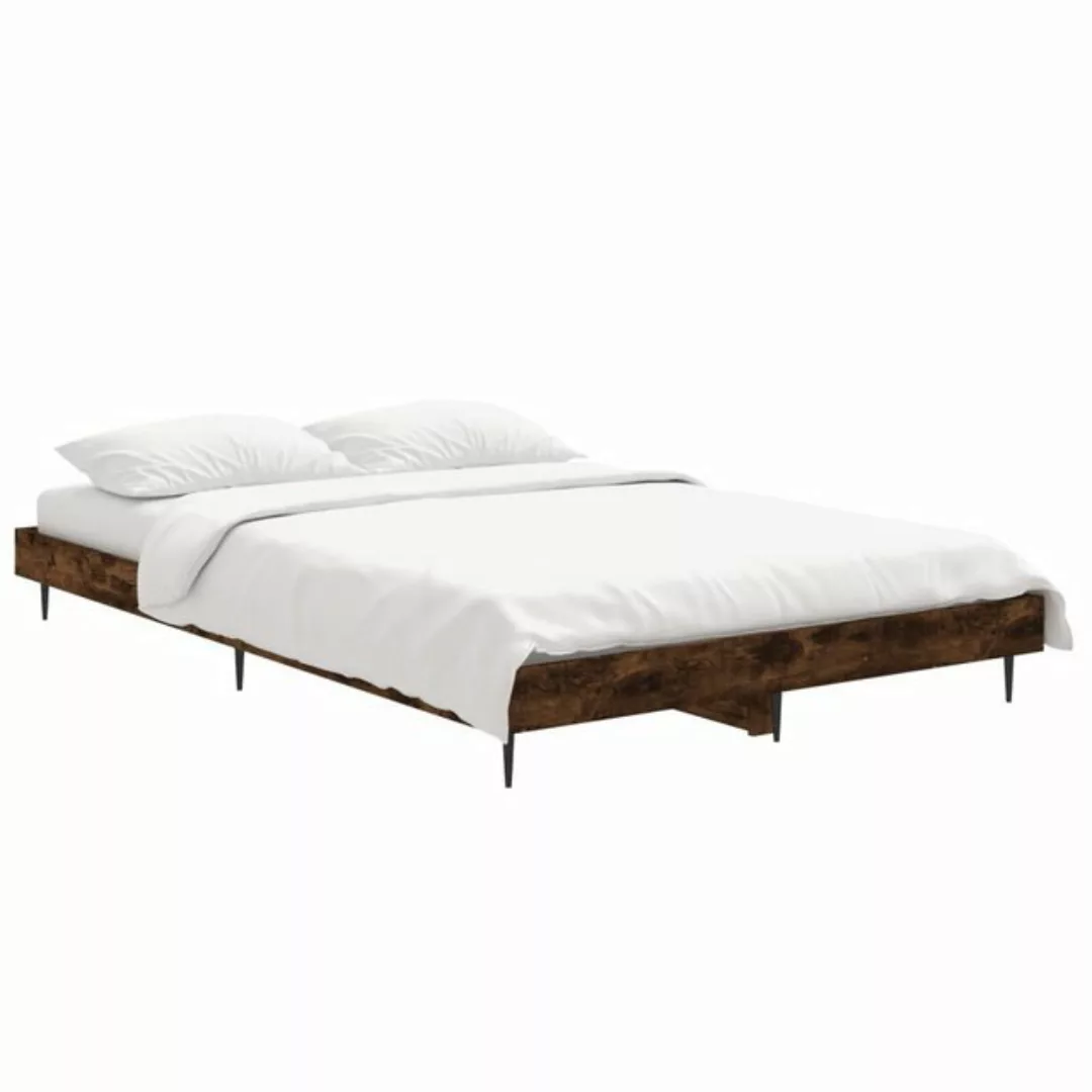 vidaXL Bett Bettgestell ohne Matratze Räuchereiche 120x190 cm Holzwerkstoff günstig online kaufen