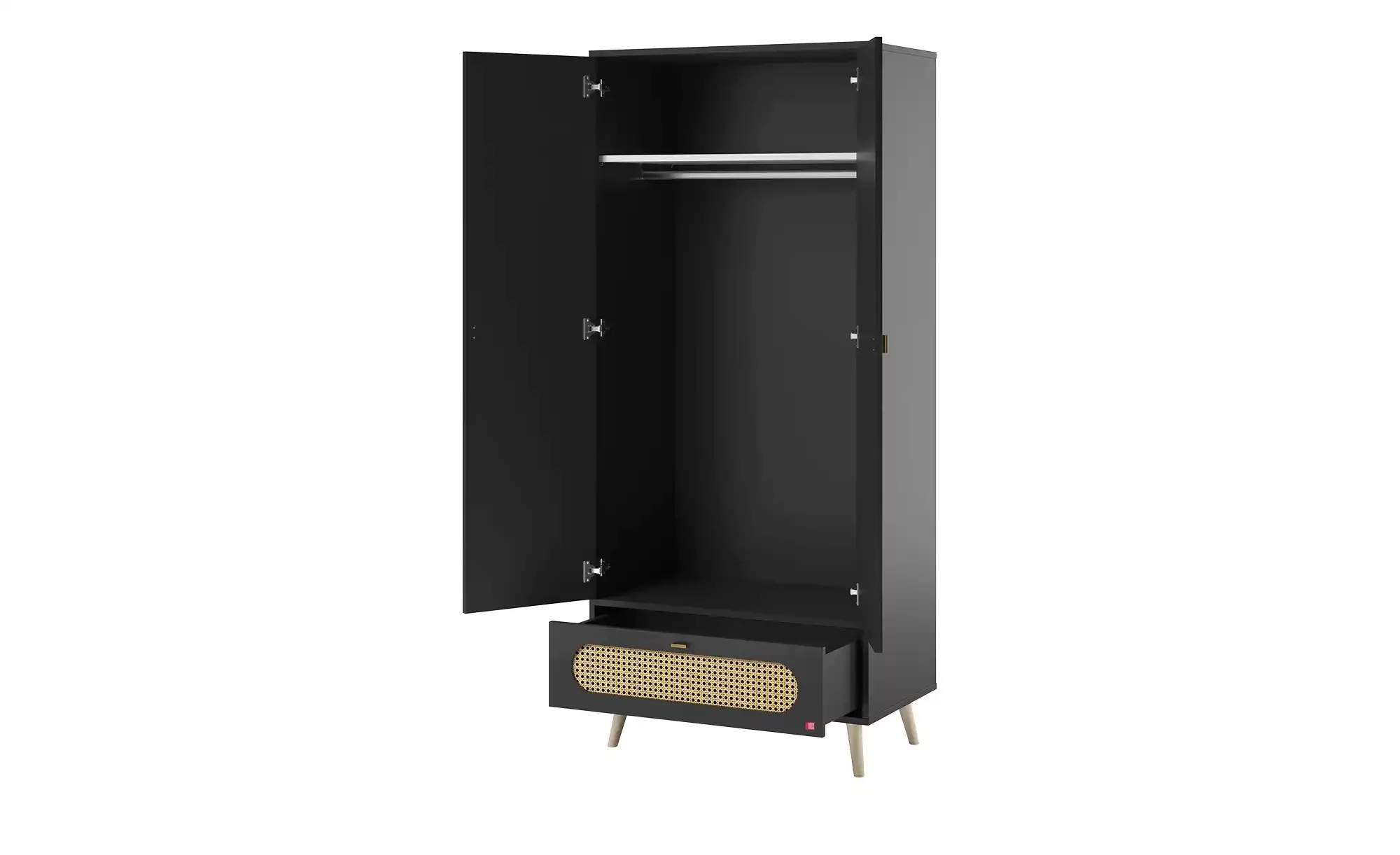 Kleiderschrank  Canne ¦ schwarz ¦ Holzwerkstoff ¦ Maße (cm): B: 85 H: 195 T günstig online kaufen