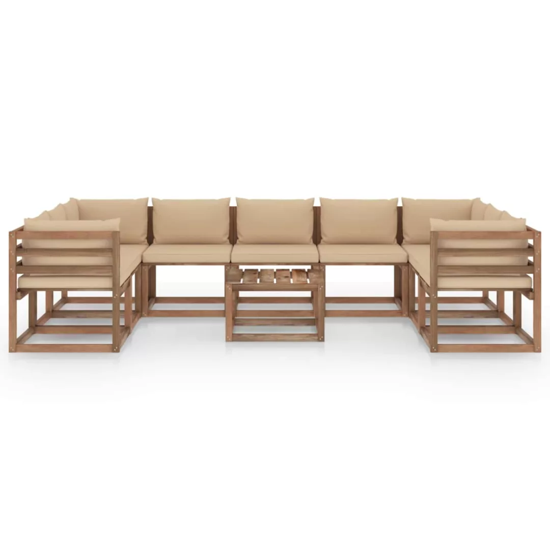 10-tlg. Garten-lounge-set Mit Beigen Kissen günstig online kaufen