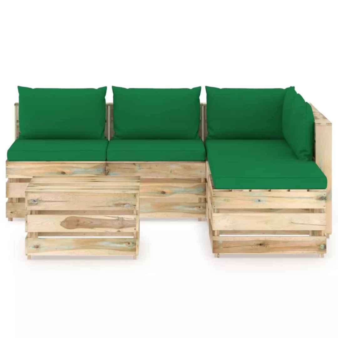 6-tlg. Garten-lounge-set Mit Kissen Grün Imprägniertes Holz günstig online kaufen