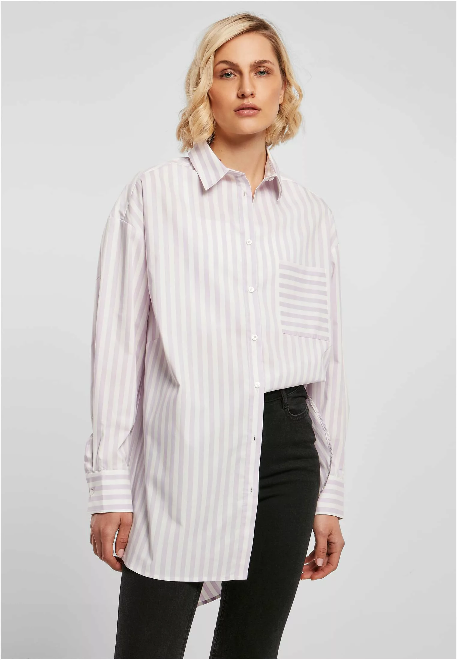 URBAN CLASSICS Klassische Bluse "Damen Ladies Oversized Stripe Shirt" günstig online kaufen