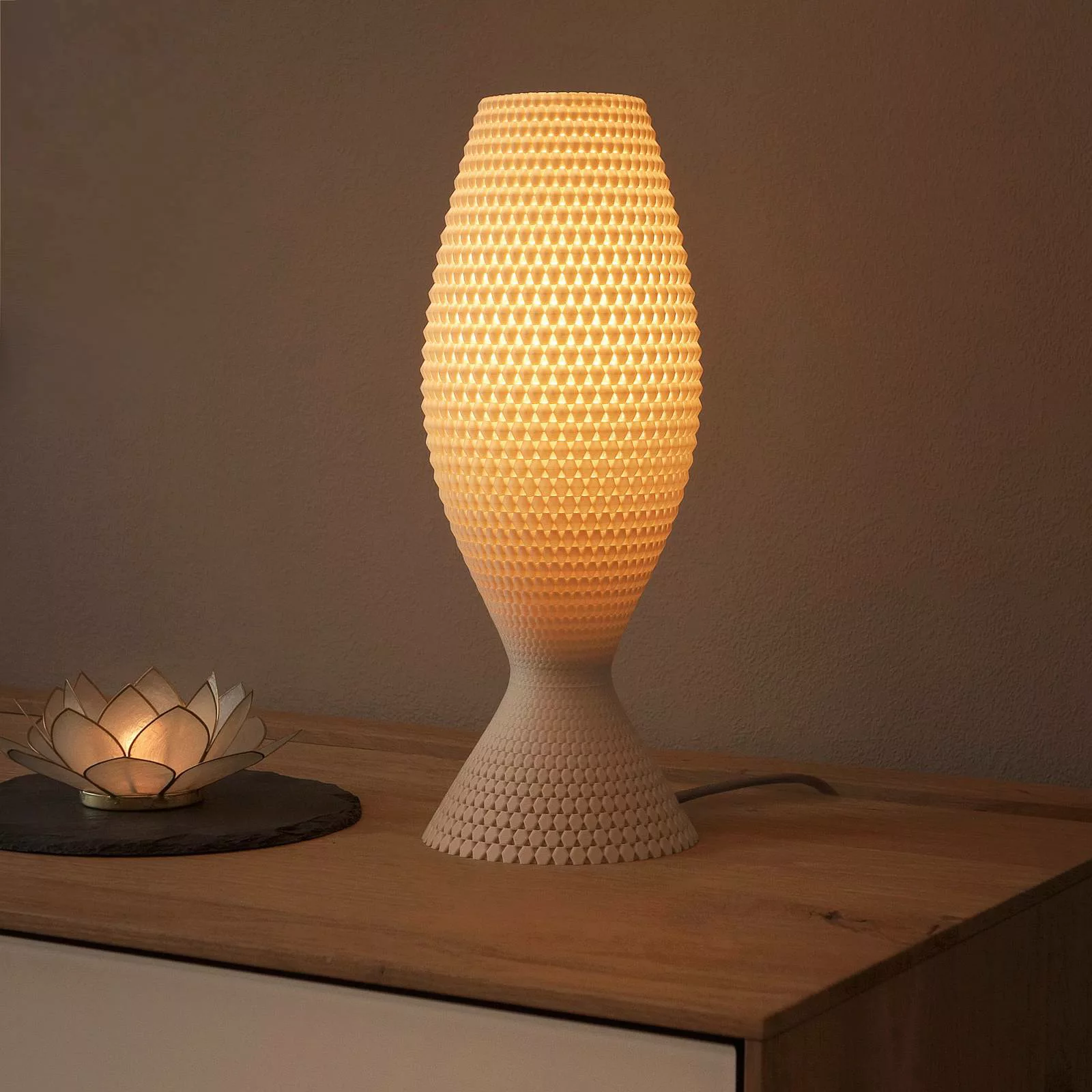 Tischlampe Diamant aus Biomaterial, linen, 33 cm günstig online kaufen