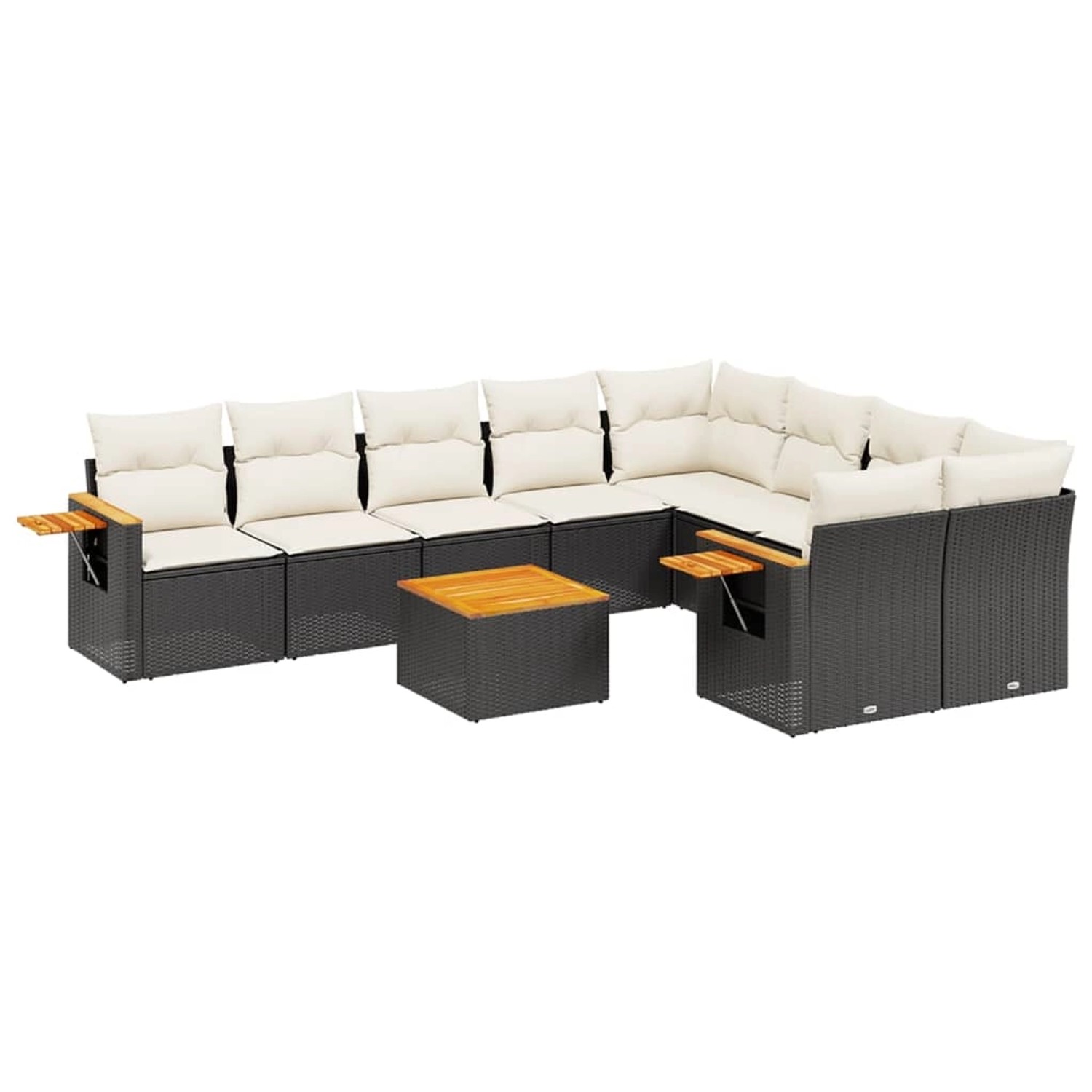 vidaXL 10-Tlg Garten-Sofagarnitur mit Kissen Schwarz Poly Rattan 3227148 günstig online kaufen