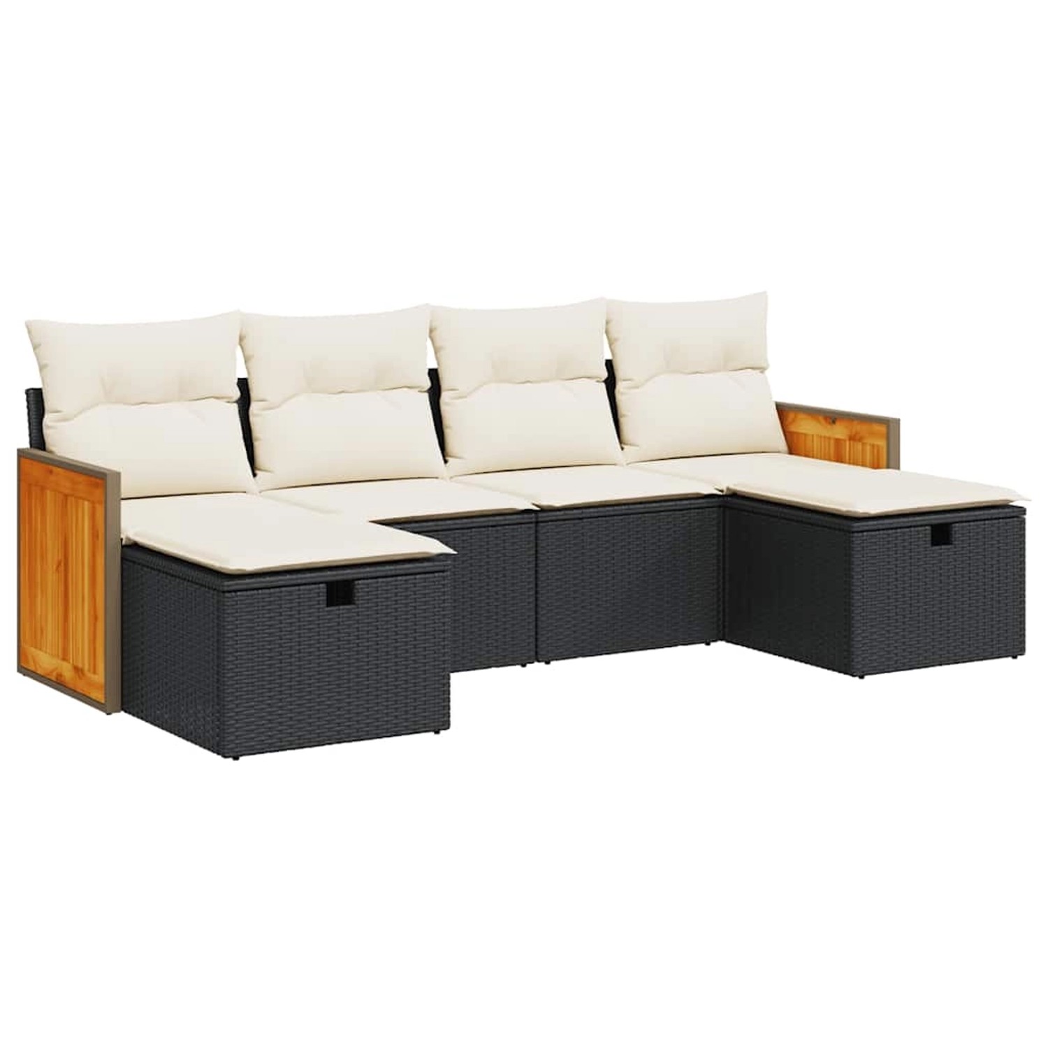 vidaXL 6-Tlg Garten-Sofagarnitur mit Kissen Schwarz Poly Rattan 3326053 günstig online kaufen