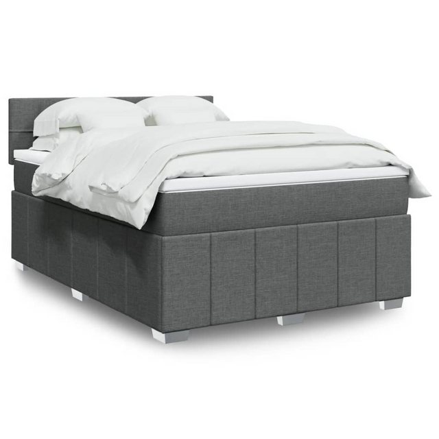 vidaXL Bettgestell Boxspringbett mit Matratze Dunkelgrau 140x200 cm Stoff B günstig online kaufen