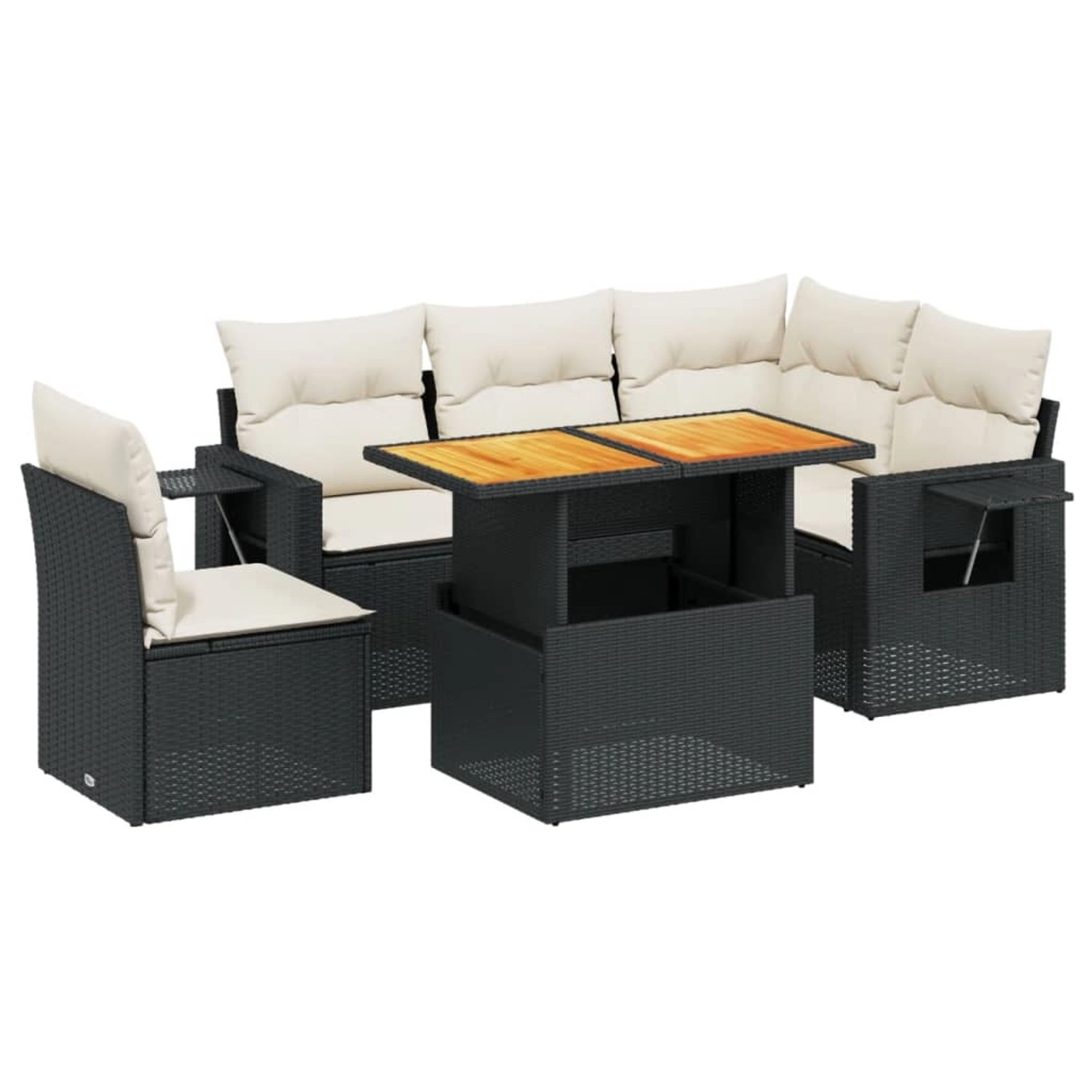 vidaXL 6-Tlg Garten-Sofagarnitur mit Kissen Schwarz Poly Rattan 3271756 günstig online kaufen