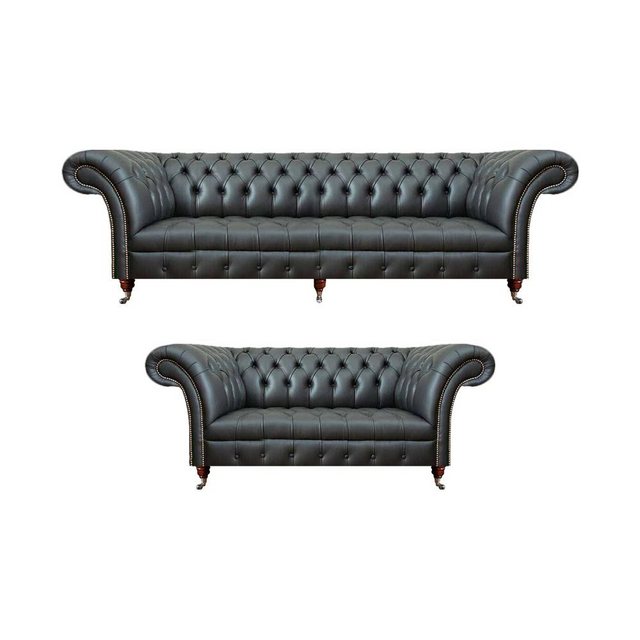 Xlmoebel Sofa Neues Möbel-Set mit zwei Chesterfield-Sofas aus echtem Leder günstig online kaufen