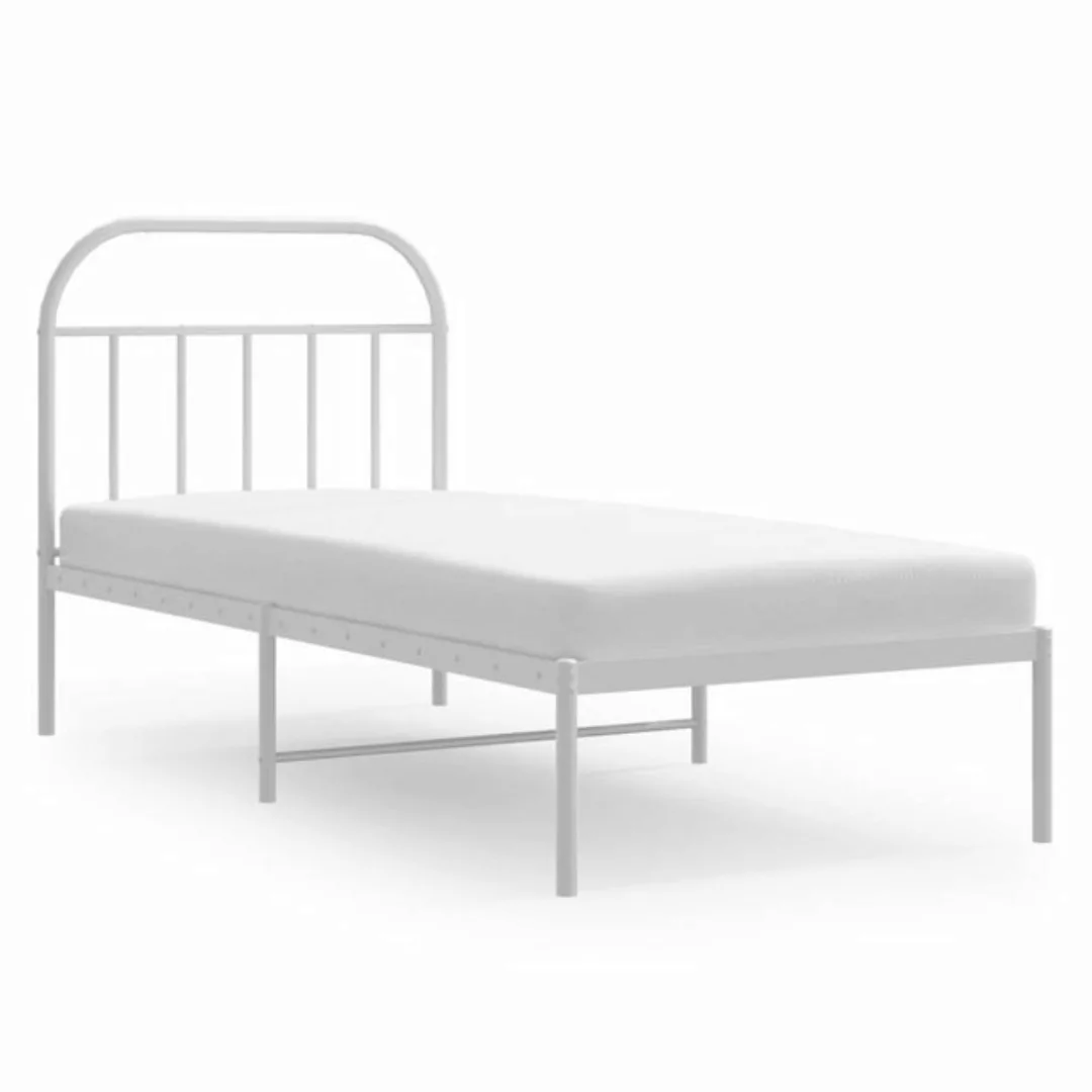 vidaXL Bett Bettgestell mit Kopfteil Metall Weiß 90x190 cm günstig online kaufen