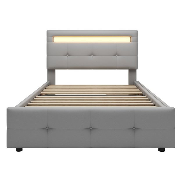 REDOM Bett Einzelbett Kinderbett Jugendbett, Polsterbett 90*200cm (mit LED- günstig online kaufen