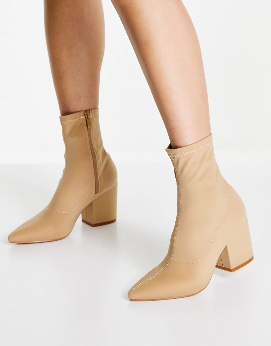 RAID – Kinley – Sockenstiefel mit mittelhohem Absatz in Camel-Neutral günstig online kaufen