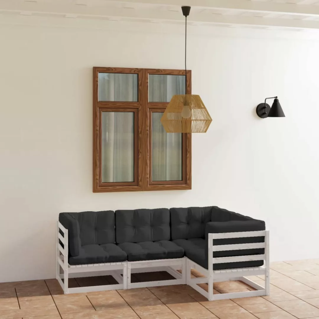 4-tlg. Garten-lounge-set Mit Kissen Kiefer Massivholz günstig online kaufen