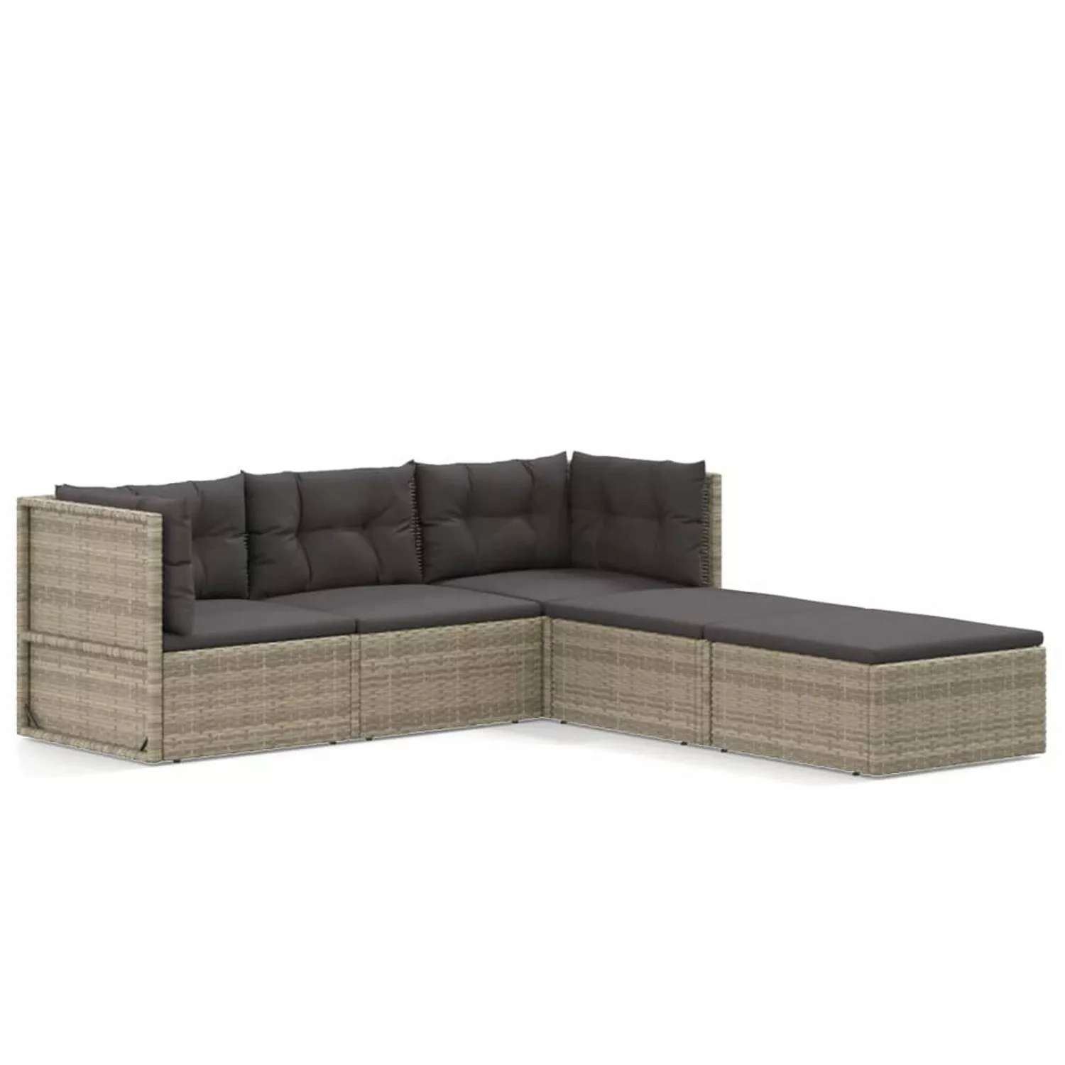 vidaXL 5-tlg Garten-Lounge-Set mit Kissen Grau Poly Rattan Modell 27 günstig online kaufen