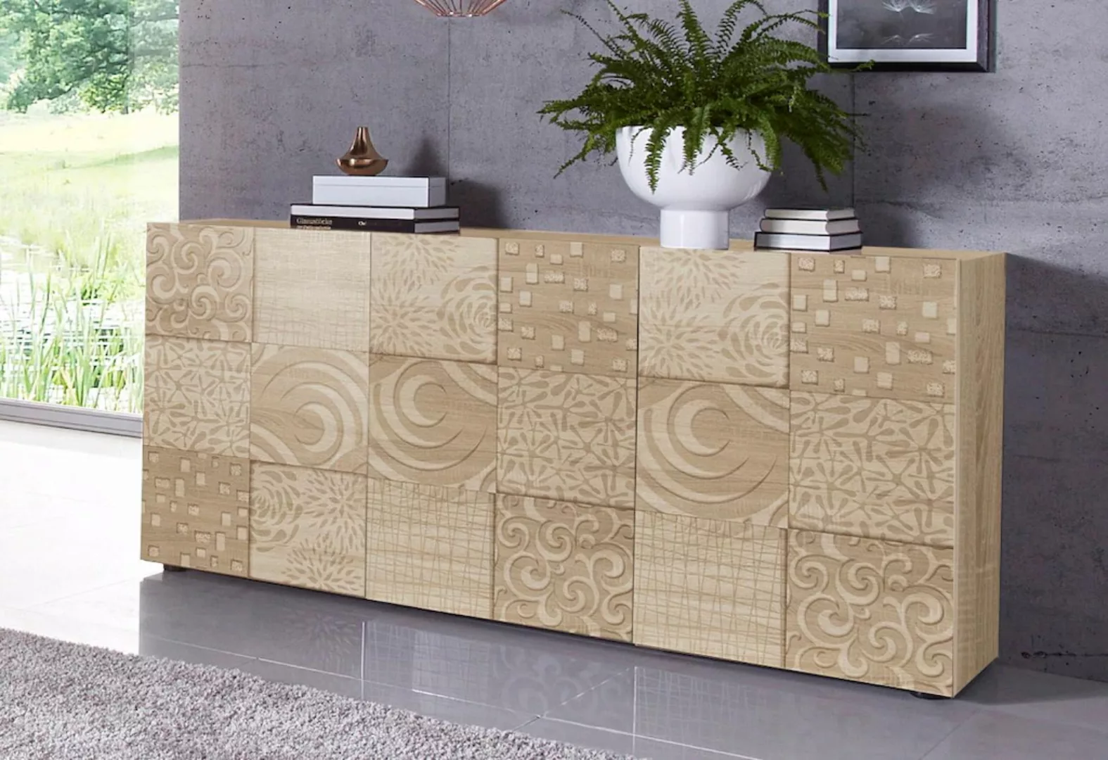 INOSIGN Sideboard "Miro", Breite 181 cm mit dekorativem Siebdruck günstig online kaufen