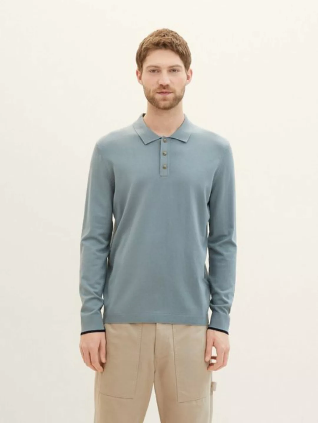 TOM TAILOR Strickpullover Langarm Poloshirt mit LENZING(TM) ECOVERO(TM) günstig online kaufen