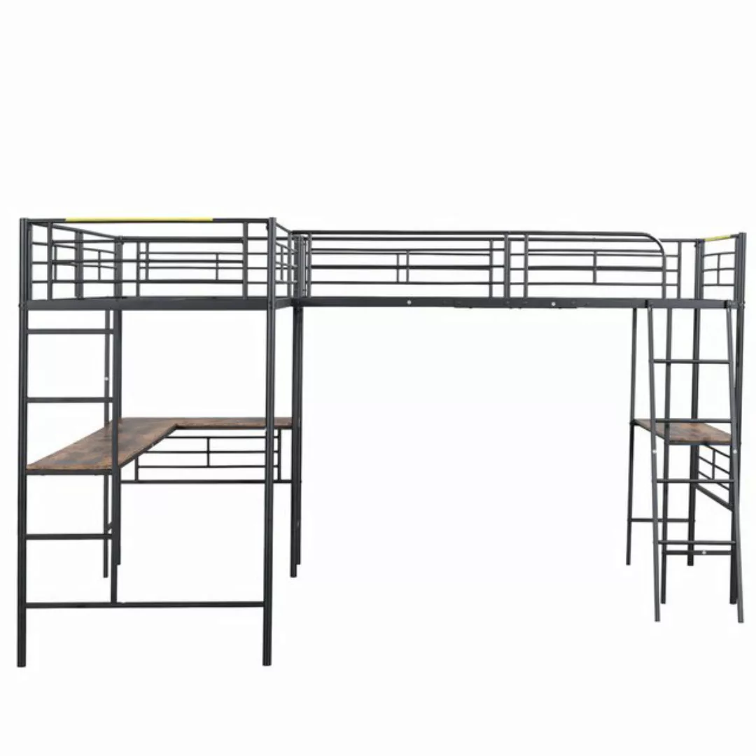 Odikalo Kinderbett Hochbett Doppelbett Tisch Doppeltreppe Geländer Weiß/Sch günstig online kaufen