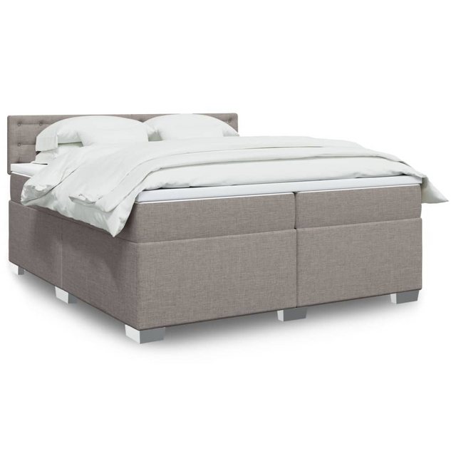 vidaXL Boxspringbett, Boxspringbett mit Matratze Taupe 200x200 cm Stoff günstig online kaufen