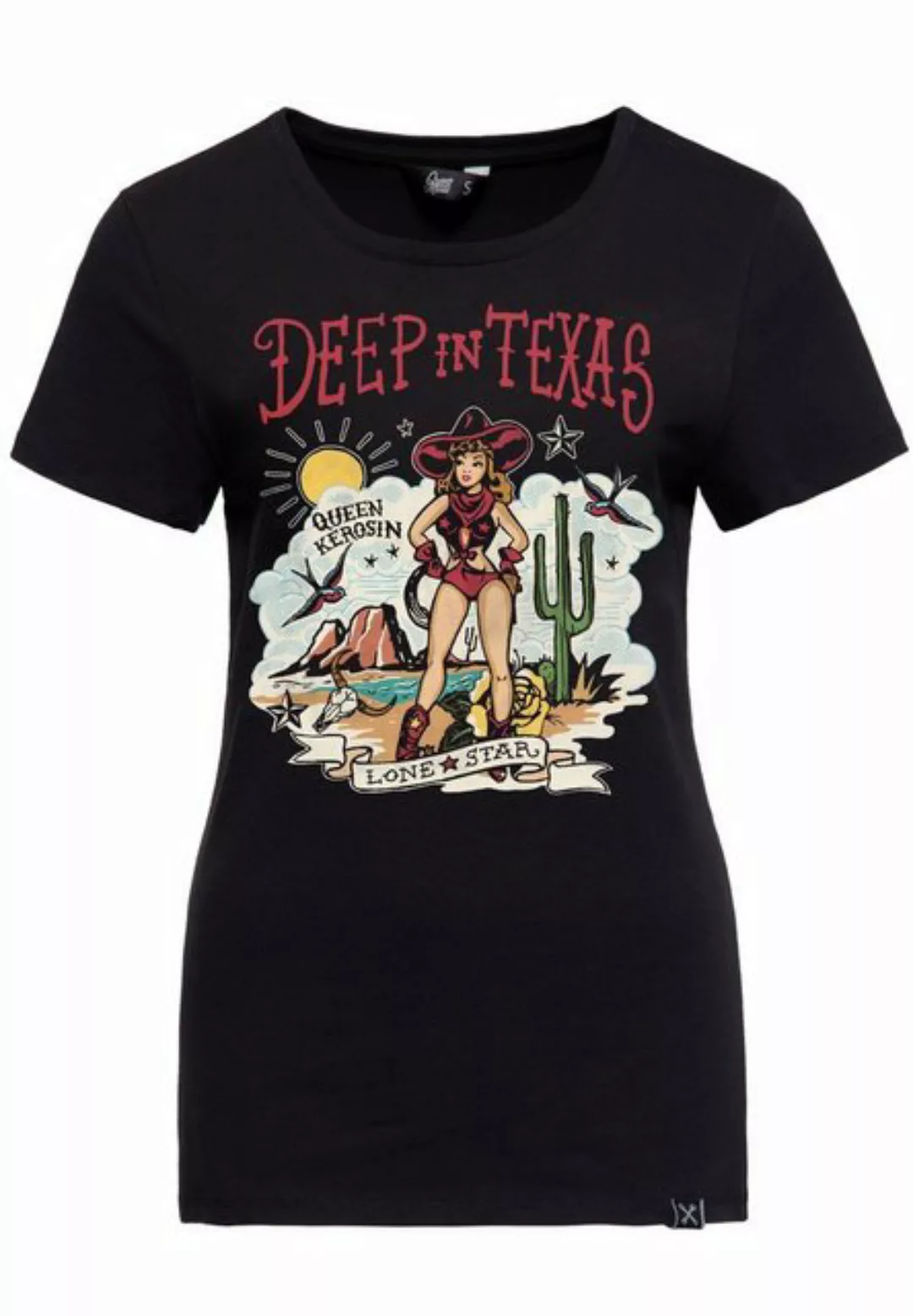 QueenKerosin Print-Shirt Deep in Texas (1-tlg) mit Retro Front Print günstig online kaufen