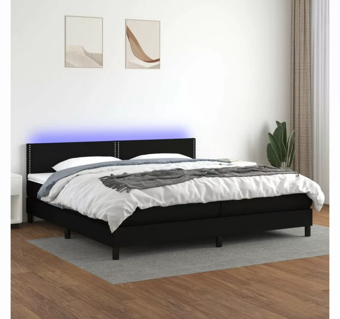 vidaXL Boxspringbett Boxspringbett mit Matratze LED Schwarz 200x200 cm Stof günstig online kaufen