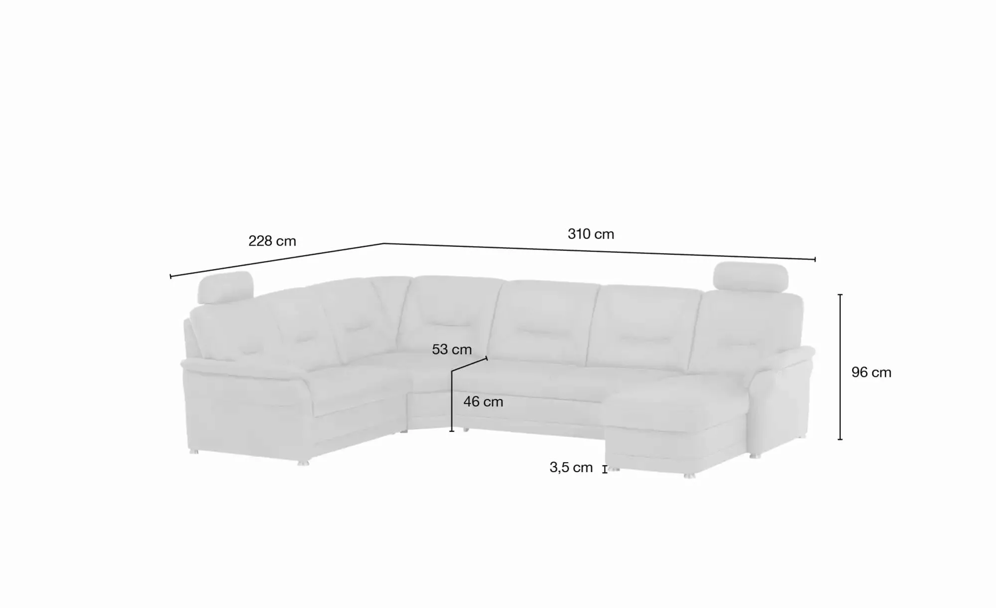 meinSofa Wohnlandschaft aus Mikrofaser Edda ¦ grau ¦ Maße (cm): B: 310 H: 9 günstig online kaufen