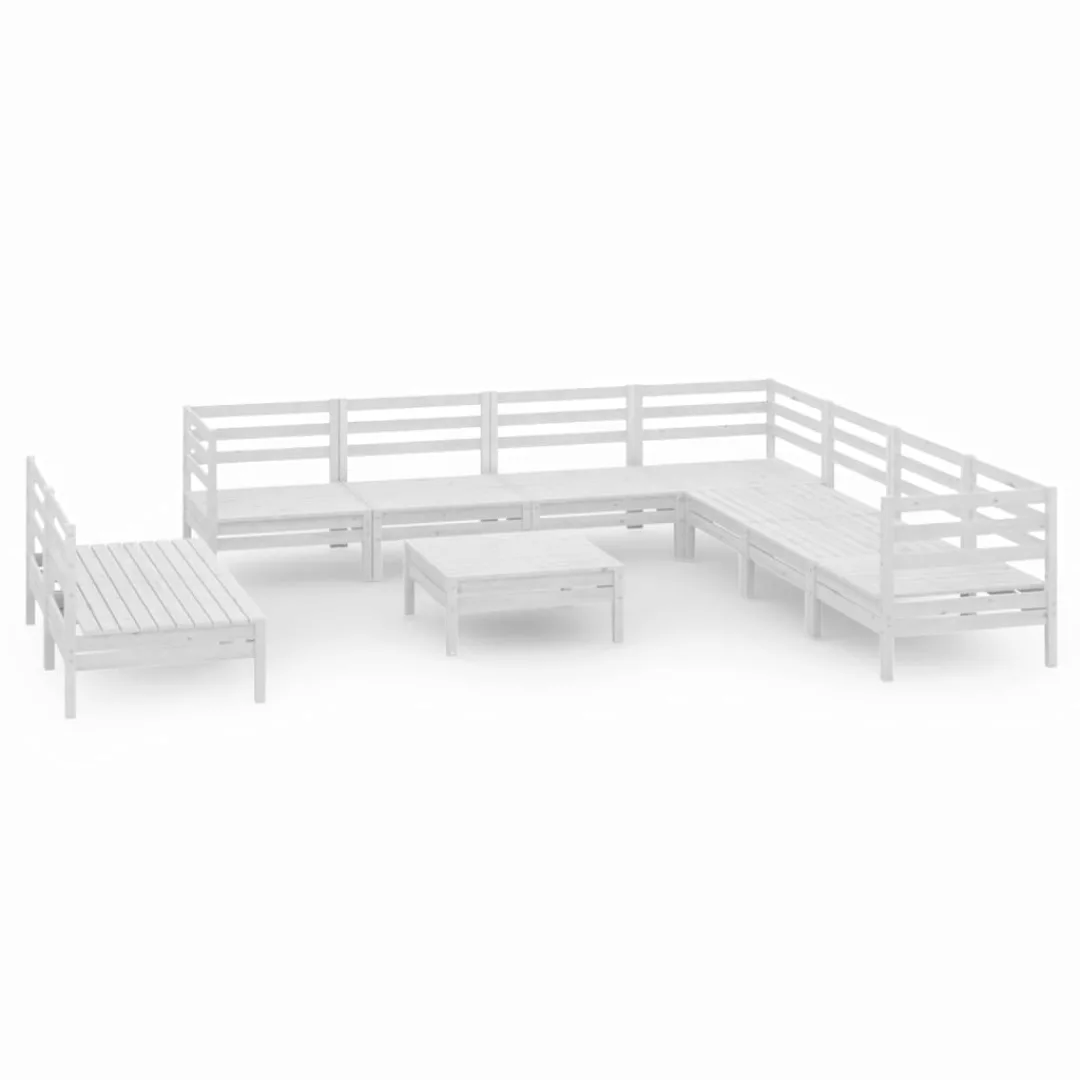 10-tlg. Garten-lounge-set Massivholz Kiefer Weiß günstig online kaufen