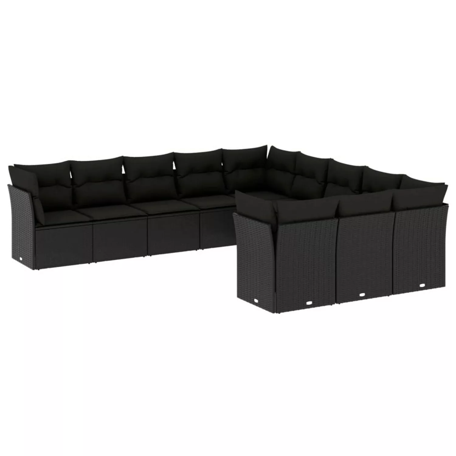 vidaXL 11-tlg Garten-Sofagarnitur mit Kissen Schwarz Poly Rattan Modell 11 günstig online kaufen