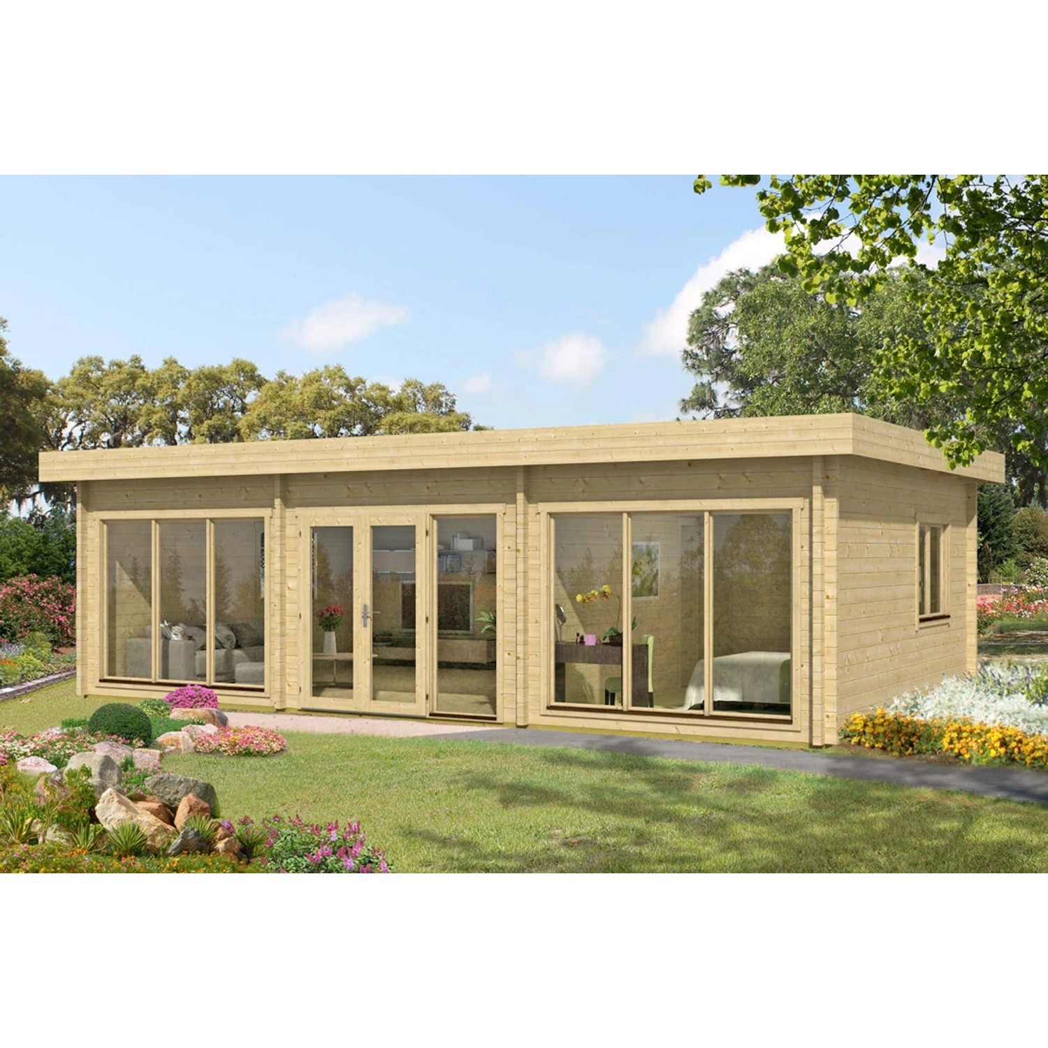 Alpholz Gartenhaus Campus-70 Flachdach 925 cm x 579 cm Naturbelassen günstig online kaufen