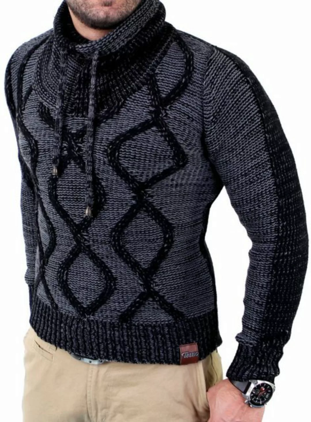 Reslad Strickpullover Reslad Herren Strickpullover Grobstrick Rollkragen Wi günstig online kaufen