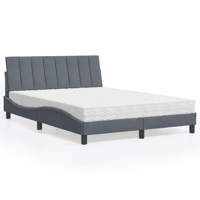 vidaXL Bett Bett mit Matratze Dunkelgrau 140x190 cm Samt günstig online kaufen