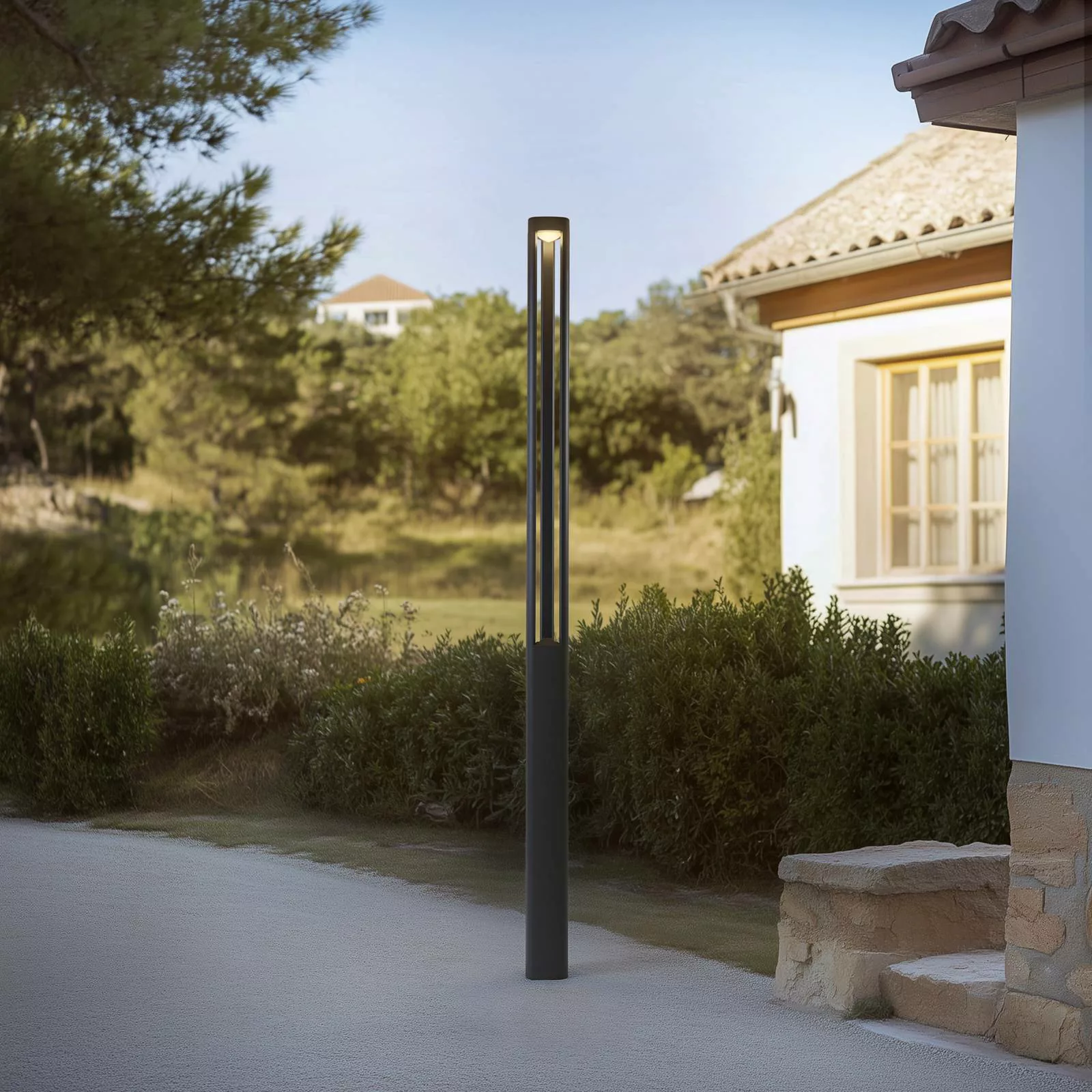 Lucande LED-Außenleuchte Pirron, 230 cm, anthrazit, IP65 günstig online kaufen