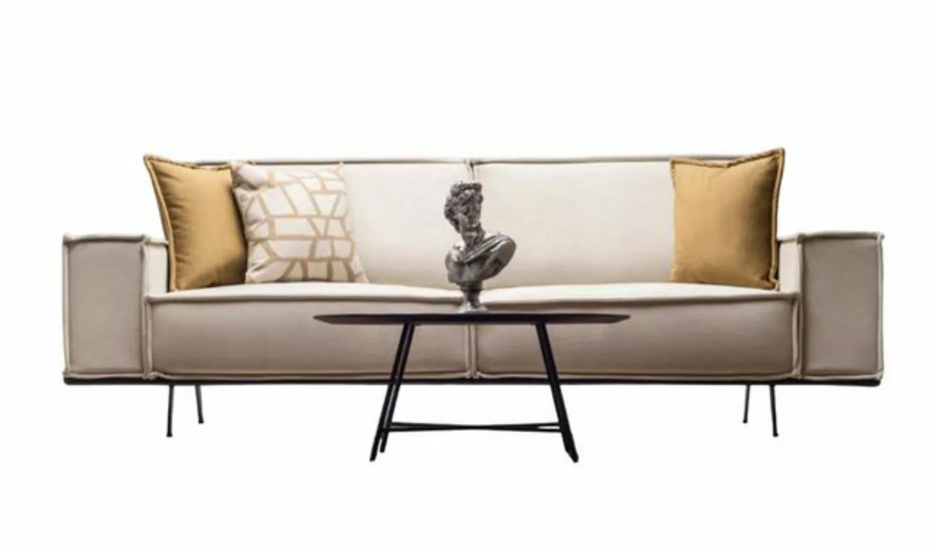 JVmoebel Sofa Dreisitzer Sofa 3 Sitzer Stoffsofa Polstersofa Beige Couch Mo günstig online kaufen