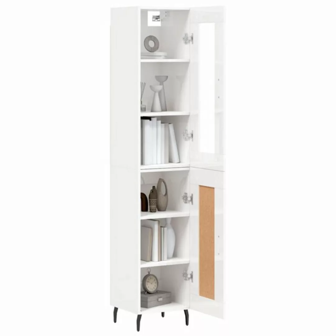 vidaXL Vitrine Highboard Hochglanz-Weiß 34,5x34x180 cm Spanplatte Glas Vitr günstig online kaufen