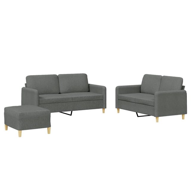 vidaXL Sofa 3-tlg. Sofagarnitur mit Kissen Dunkelgrau Stoff günstig online kaufen