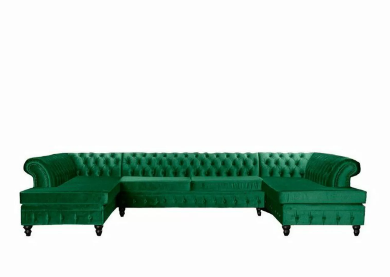 Xlmoebel Ecksofa Grau Chesterfield Drei-Sitzer Luxus Sitzmöbel Neu Textil, günstig online kaufen