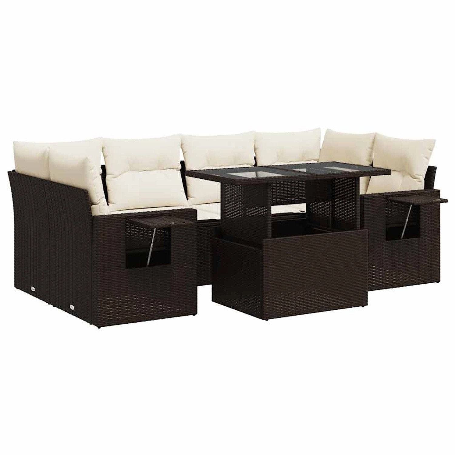 vidaXL 7-Tlg Garten-Sofagarnitur mit Kissen Braun Poly Rattan 3326434 günstig online kaufen