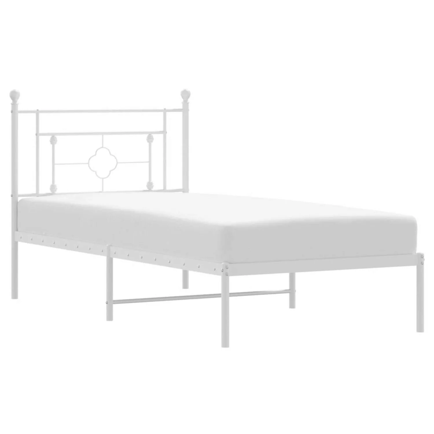 vidaXL Bettgestell Bettgestell mit Kopfteil Metall Weiß 90x200 cm Bett Bett günstig online kaufen