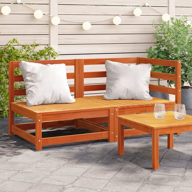 vidaXL Loungesofa Gartensofa 2-Sitzer Wachsbraun Massivholz Kiefer, 1 Teile günstig online kaufen