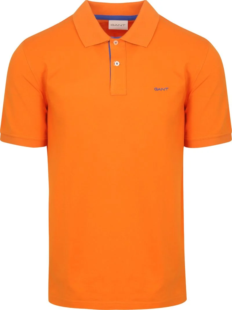 Gant Contrast Piqué Poloshirt Orange - Größe M günstig online kaufen