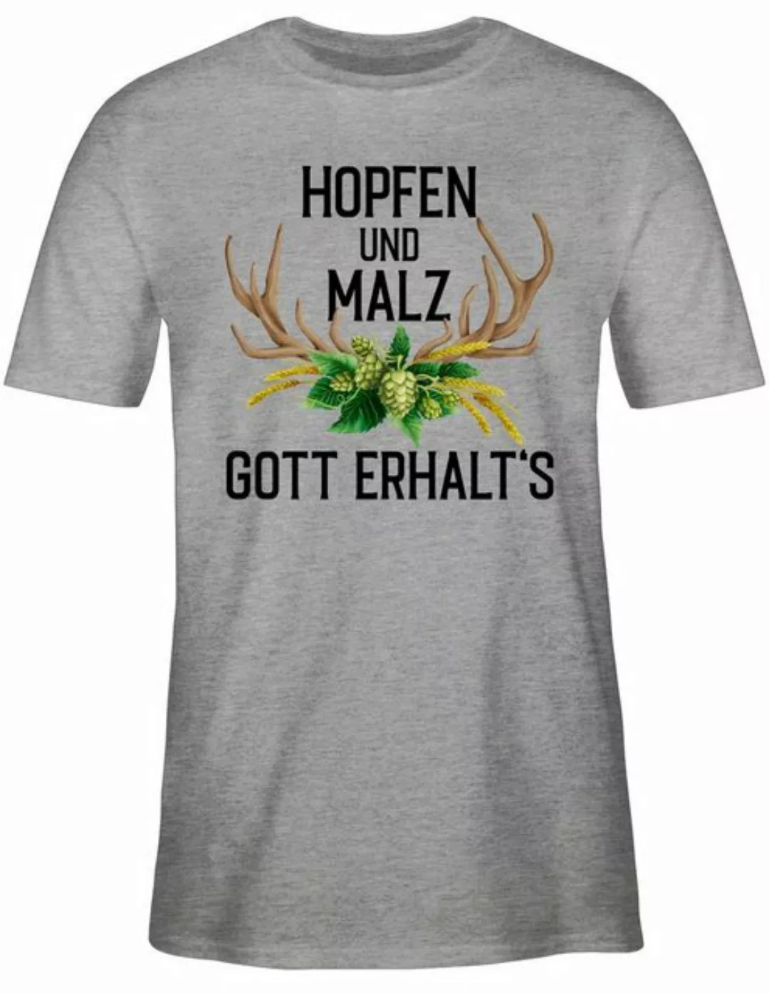 Shirtracer T-Shirt Hopfen und Malz Gott erhalt's - mit Geweih & Weizen Mode günstig online kaufen