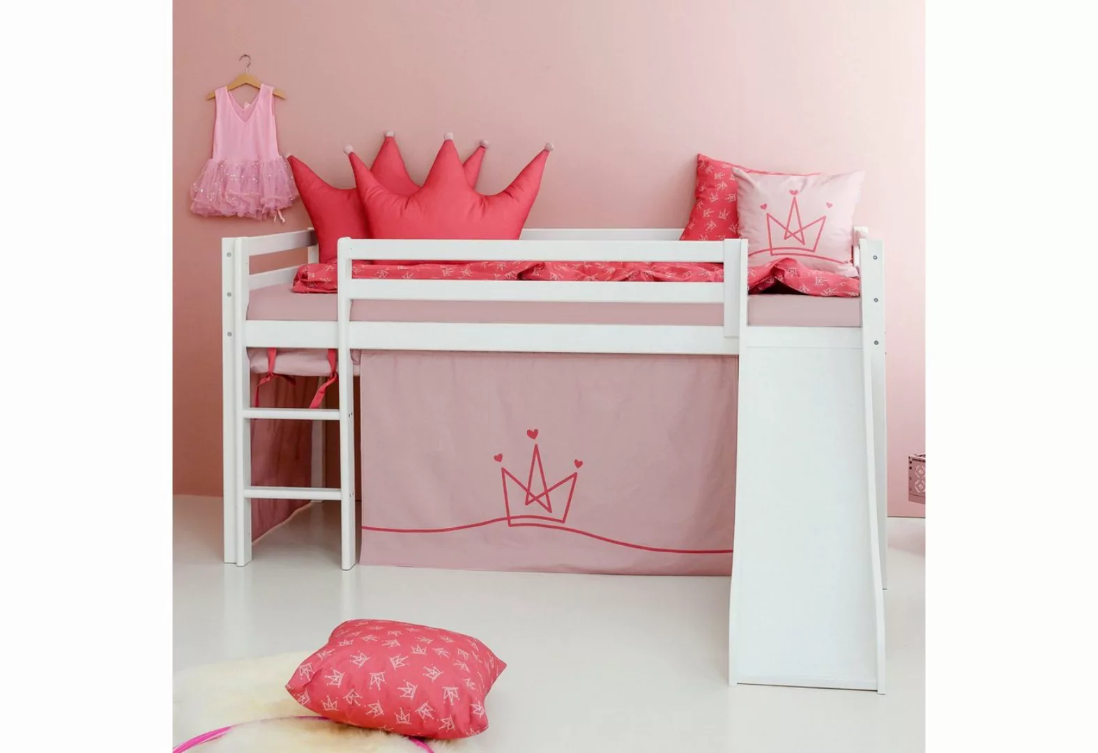 Hoppekids Hochbett ""Princess"", Rutsche & Vorhang Rosa und viel Auswahl günstig online kaufen