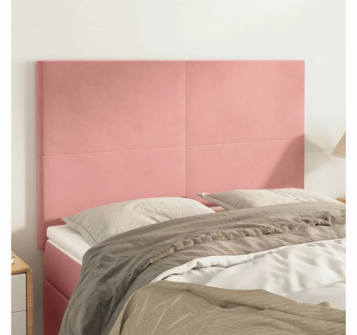 vidaXL Bett, Kopfteile 4 Stk. Rosa 72x5x78/88 cm Samt günstig online kaufen