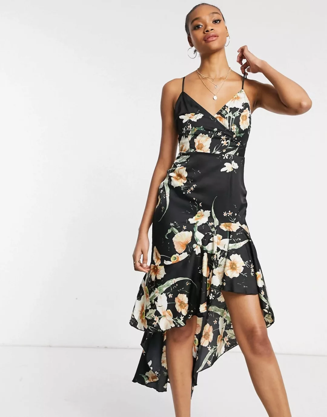 Girl In Mind – Maxi-Wickelkleid mit Blumenmuster-Mehrfarbig günstig online kaufen