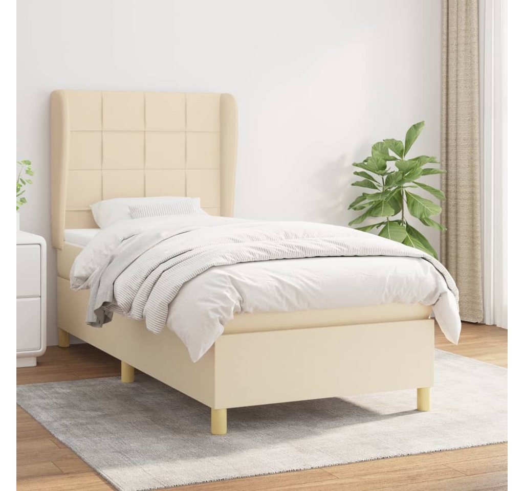 vidaXL Boxspringbett Boxspringbett mit Matratze Creme 80x200 cm Stoff Bett günstig online kaufen