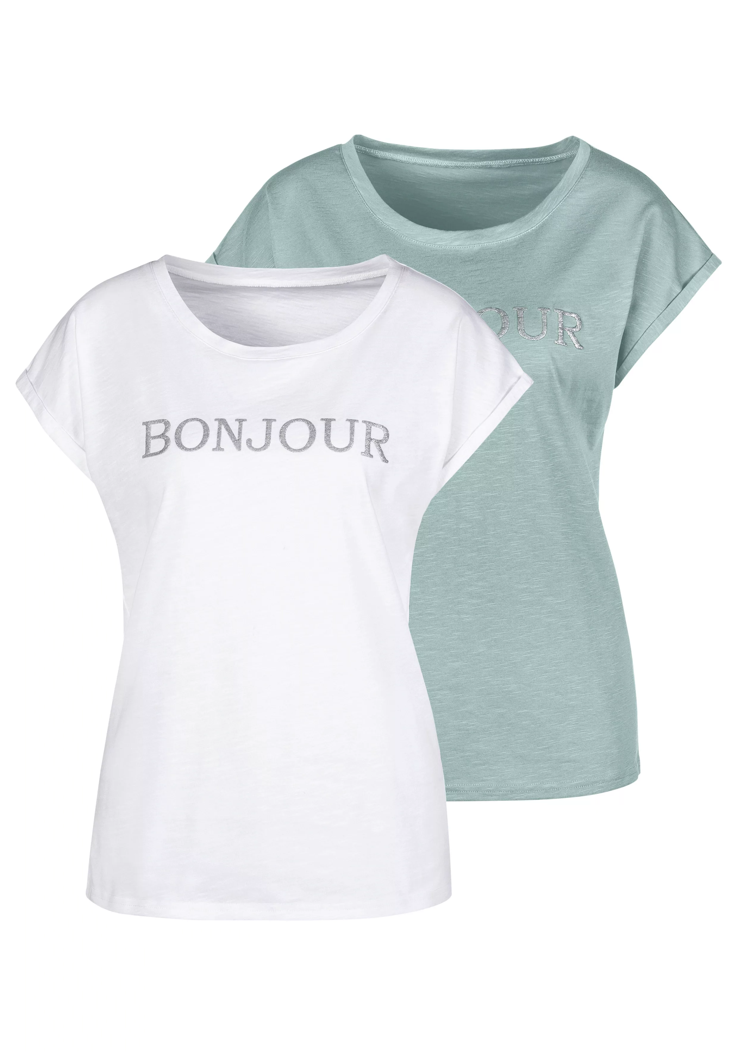 Vivance T-Shirt "mit Frontdruck "Bonjour"", aus weicher Baumwoll-Qualität günstig online kaufen