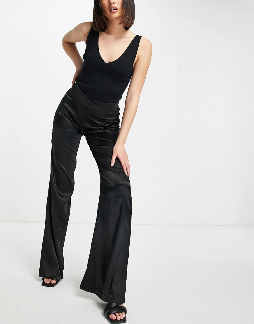 Simmi – Hose in Schwarz mit weitem Bein, Kombiteil günstig online kaufen