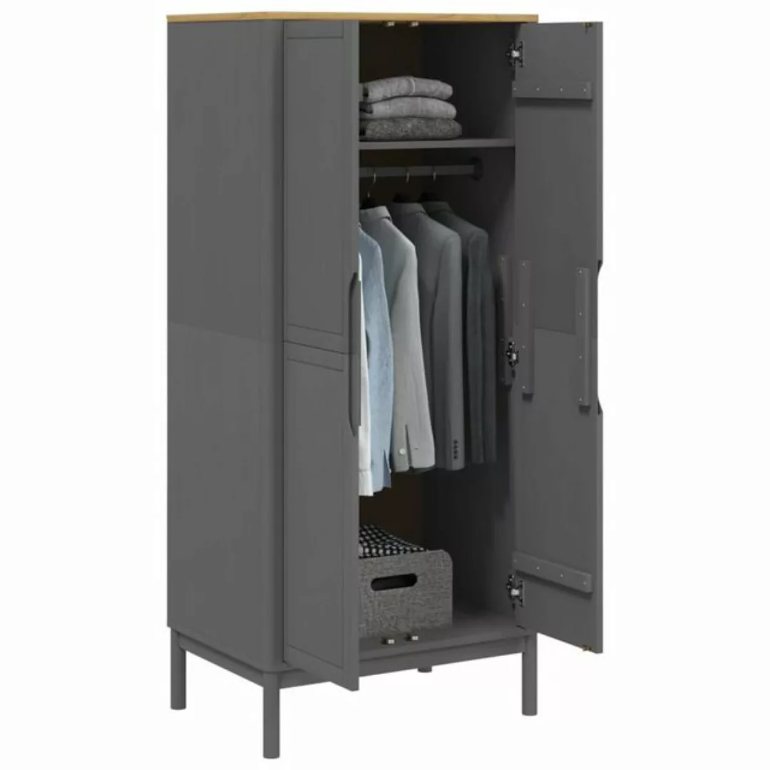 vidaXL Kleiderschrank Kleiderschrank FLORO Grau 77x53x171 cm Massivholz Kie günstig online kaufen