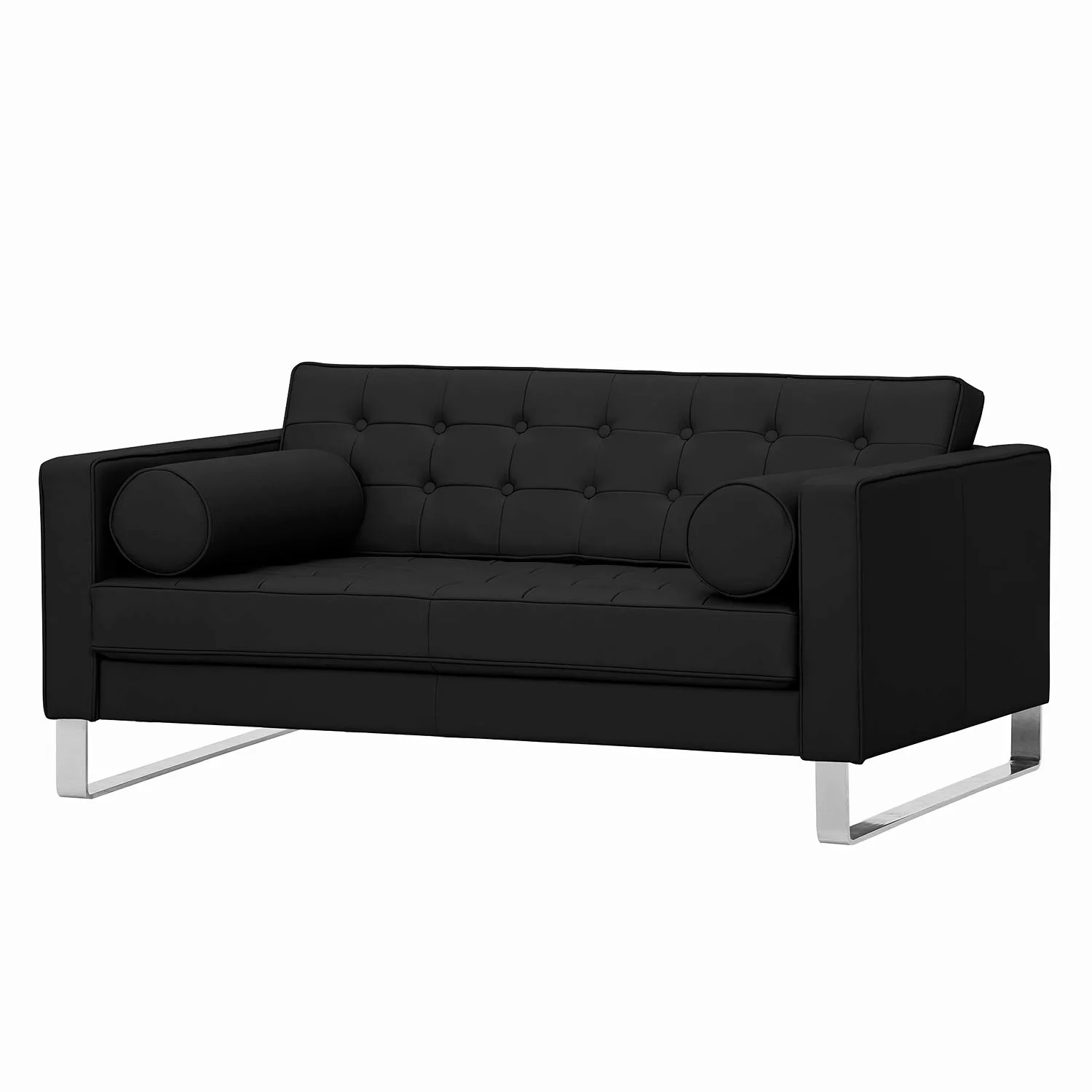 home24 Fredriks Sofa Chelsea 2-Sitzer Schwarz Echtleder 146x68x85 cm (BxHxT günstig online kaufen