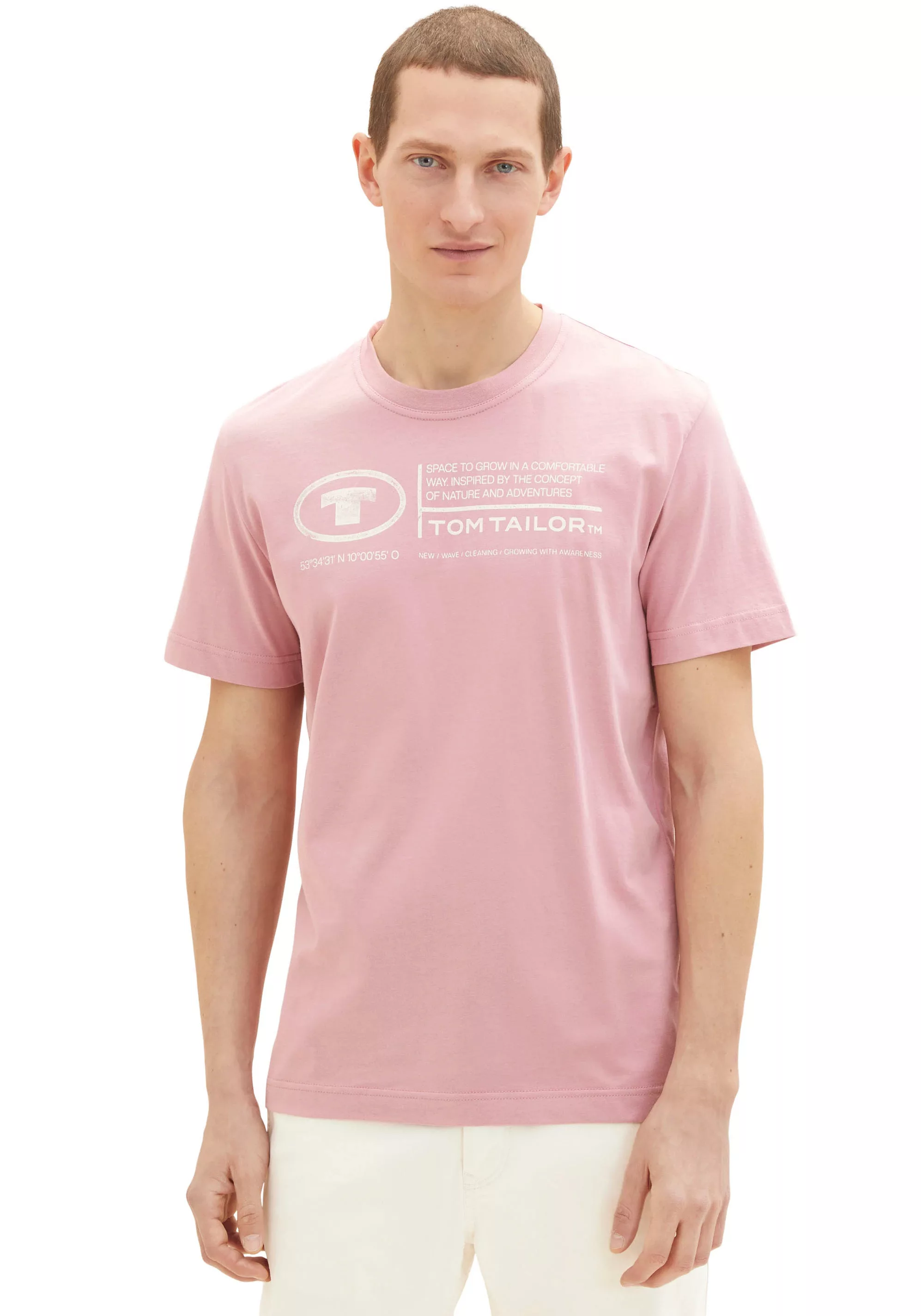 Tom Tailor Herren T-Shirt PRINTED CREWNECK - Regular Fit günstig online kaufen